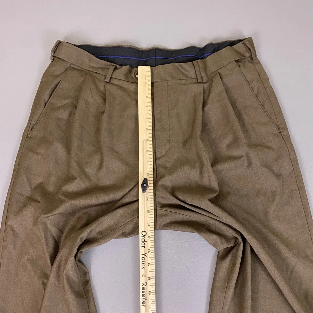 Croft & Barrow Dress Pants Men's 40x30 Brown Pleated Cuffed Trousers Business‎